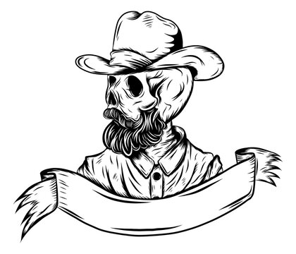 recommend clip art: Skull in the cowboy hat