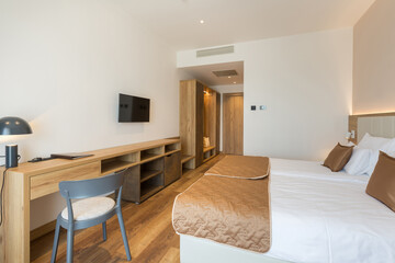 Interior of a luxury hotel bedroom