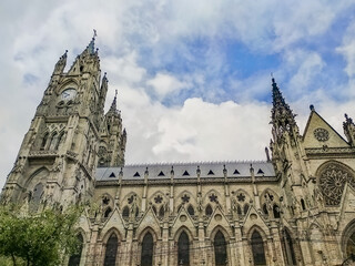 Fototapeta na wymiar gothic cathedral of Quito in Ecuador