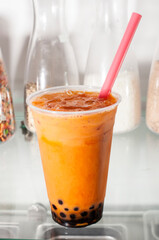 Thai tea with boba balls from Carlsbad Restaurant 