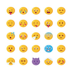 bundle of emojis faces set icons