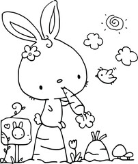 vector cartoon rabbit eating carrot