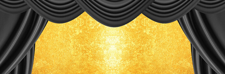 クロのカーテンと金舞台