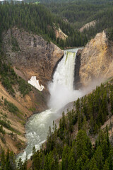 Grand Canyon of the Yellowstone lower falls waterfall view from Inspriation Point