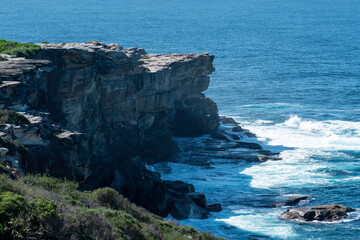 cliffs of Maroubra beach headland walk in Australia