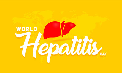 World Hepatitis Day Creative Design with Red Background and heart shape as well as world map