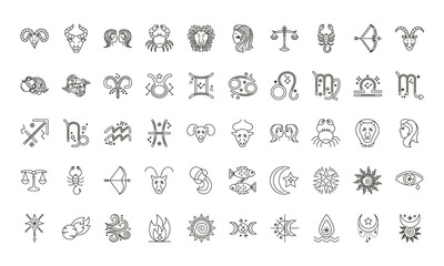 bundle of zodiac signs and symbols