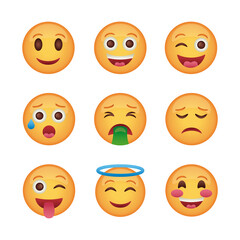bundle of emojis faces set icons