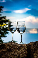 a glass of wine with a view