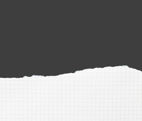 Obraz premium White ripped note, notebook paper stuck with sticky tape on black background.