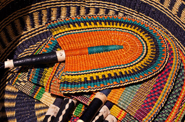 Large handwoven West African Fans