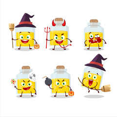 Halloween expression emoticons with cartoon character of yellow potion