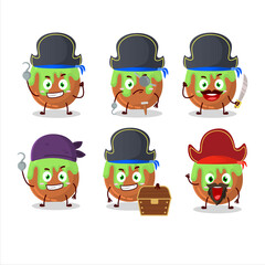 Cartoon character of choco green candy with various pirates emoticons