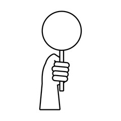 hand human with protest circular banner line style icon