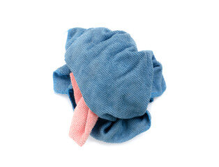 Old dirty torn rag isolated on white background. Cleaning rag.