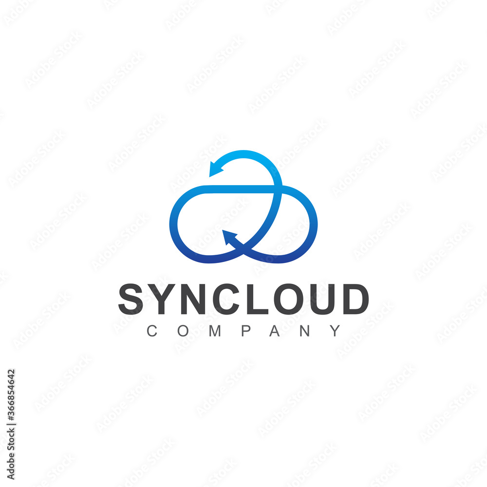 Poster abstract cloud logo design template with arrow connection shape. sign of network, data internet or p