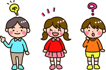 3人の子供たちのイラストセット