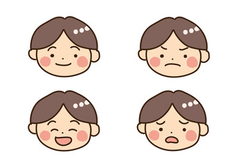 小さい男の子の表情イラストセット2