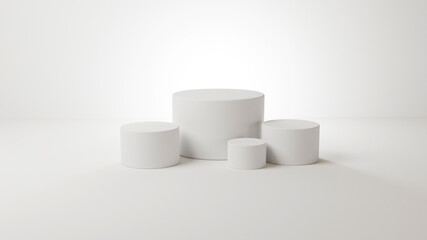 Mockup podium for product presentation, winner podium,  clinder soft white background, 3d render, 3d illustration