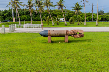 World War II torpedoes in a park in Guam