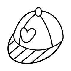 heart love in cap with stripes line style icon