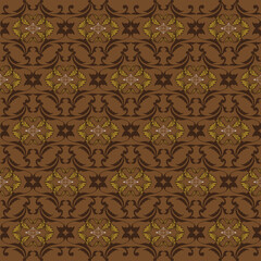 The beautiful art of Jogja batik pattern with modern brown color design.