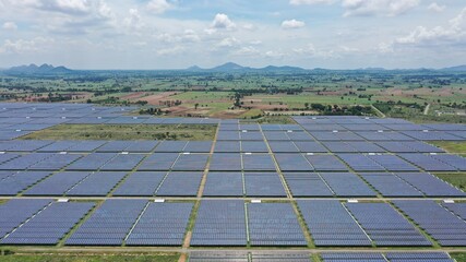 Solar energy farm. Aerial view of a solar farm in Asia.
