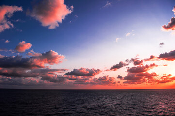 Naklejka premium The fantastic and wonderful sunset,Caribbean sea with curious clouds.