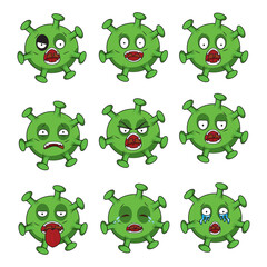 Fototapeta premium corona virus expression character icon bundle set