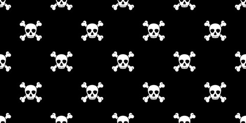 skull Halloween seamless pattern crossbones pirate vector symbol ghost scarf isolated repeat wallpaper tile background cartoon doodle illustration black design