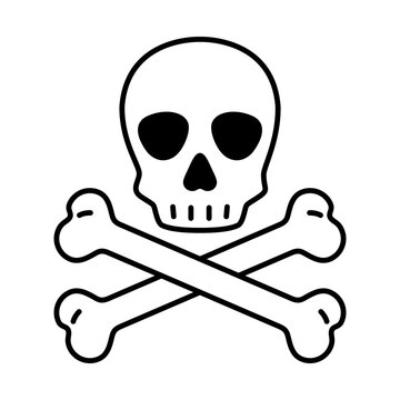 skull crossbones icon vector Halloween logo pirate symbol bone ghost head cartoon character doodle illustration design
