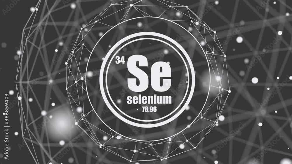 Wall mural Selenium chemical element. Sign with atomic number and atomic weight. Chemical element of periodic table. Molecule and communication background. Connected lines with dots. - Wall murals