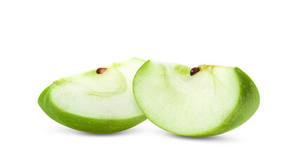 piece of green apple on a white background