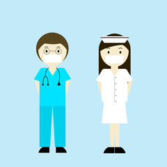 Illustrator vector of doctor and nurse