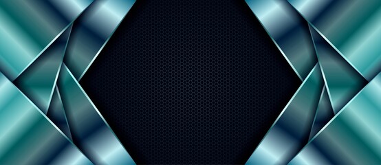 Abstract 3d realistic dark metallic shapes with light effect background