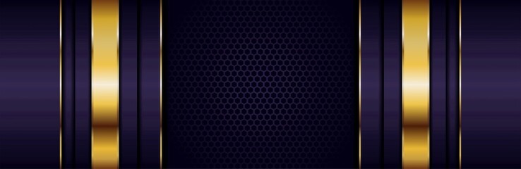Abstract modern luxury dark purple with golden overlap layers background