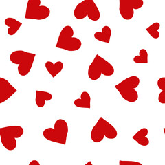 Seamless Red hearts on white background pattern vector illustration design. Great for wallpaper, bullet journal, scrap booking, 