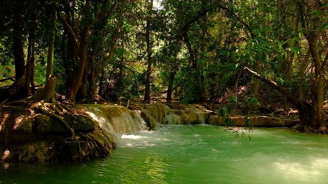 Wang Kan Lueang Waterfall nature With the morning 
