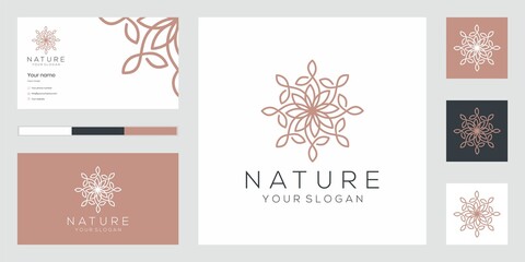 Luxurious floral design logo that inspires and business card. Premium Vector