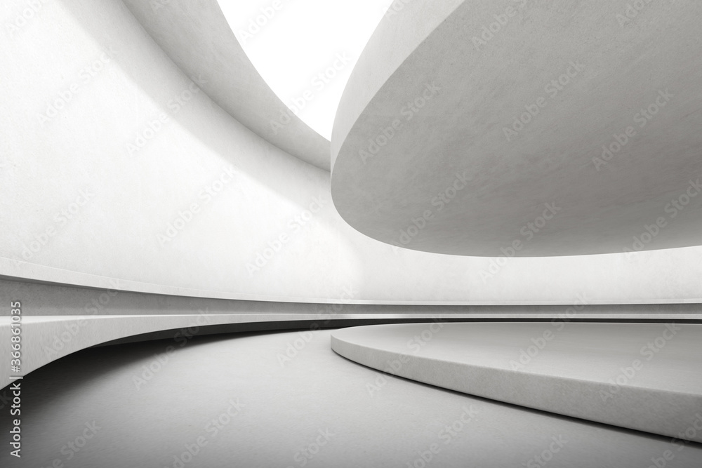 Poster abstract architecture space, interior with concrete wall. 3d render.