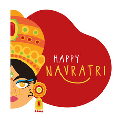 happy navratri celebration with goddess AMBA flat style