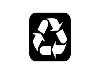recycling symbol on a rectangle.