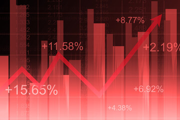 Stock market and forex trading graph concept for financial investment or Economic trends business idea and all artwork design. Abstract finance background red