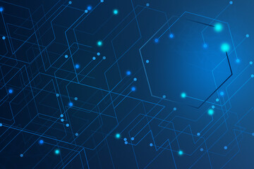 Abstract futuristic circuit board computer networking technology. Blue Abstract Sci-fi PCB Motherboard Trace Data Transfer Design Illustration