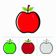 Apple fruit vector illustration with 4 color version apple logo. apple fresh fruit isolated icon vector illustration.