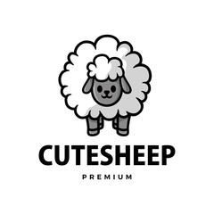 cute sheep cartoon logo vector icon illustration