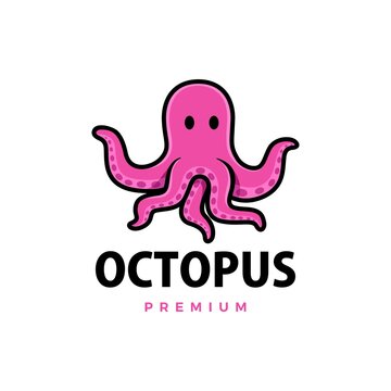 cute octopus cartoon logo vector icon illustration