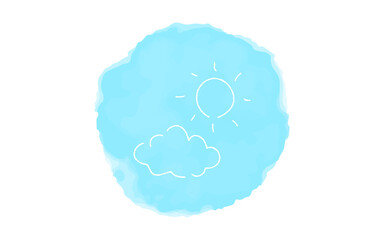 アナログ手書き風のゆるいタッチのアイコン：晴れ時々曇り