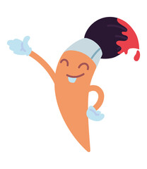 brush with happy face cartoon