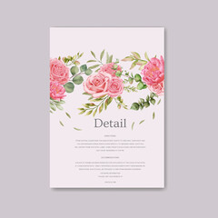 Beautiful wedding invitation detail card template with floral blossom frame